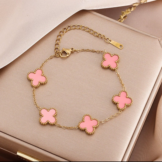Bracelet trèfles doré "ROSE"