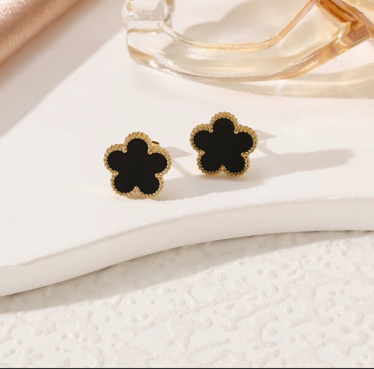 Boucles d'oreilles trèfles "NOIR"